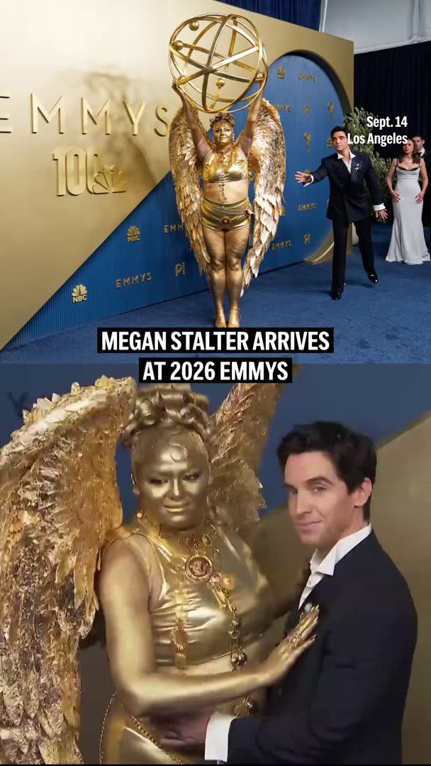 Meg Stalter poses with "Hacks" co-star and co-creator Paul W. Downs at the Emmys