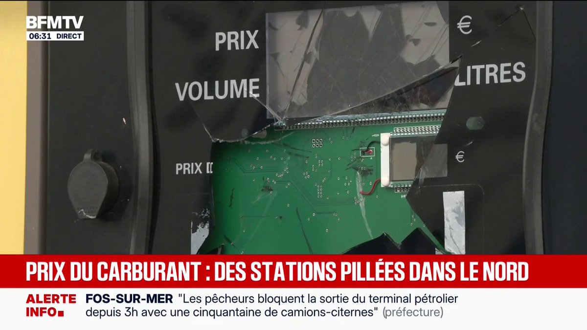 ⛽️🇫🇷 FLASH INFO - Face à la flambée des prix du carburant, certaines stations-service sont vandalisées et pillées dans le nord de la France ! L’hiver arrive.