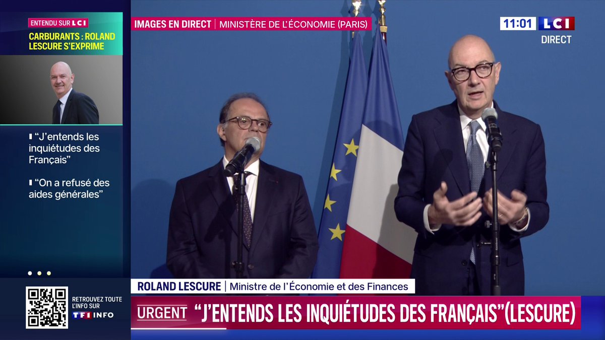 🔴 "Les Français comprennent bien que ce choc auquel nous faisons face, nous n'en sommes pas responsables" 📺 Roland Lescure, ministre de l'Économie et des Finances, sur LCI ⬇️