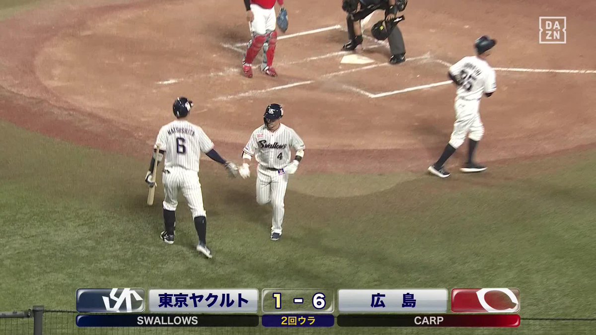 復帰後初アーチ 丸山和郁 第3号ソロホームラン 角度23度の打球がスタンドイン ※NPB+より ⚾️ヤクルト×広島 #swallows #だったらDAZN