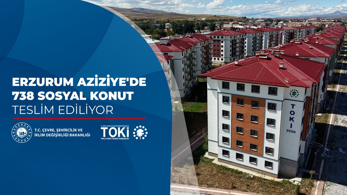🏘️ Erzurum Aziziye Yeşil Mahallesi'nde 7️⃣3️⃣8️⃣ sosyal konut inşa ettik. 🗓️ 0️⃣9️⃣-3️⃣0️⃣ Eylül 2️⃣0️⃣2️⃣6️⃣ tarihleri arasında hak sahiplerine teslim ediliyor. 🍀 Dinlenme, spor, oyun ve yeşil alanları barındıran bu projeyle vatandaşlarımız yeni bir yaşam alanına kavuştu. 👨👩👧👦 Hak sahibi vatandaşlarımıza yeni yuvalarında huzurlu, sağlıklı ve mutlu bir yaşam dileriz. 📌 Teslim programı için👇