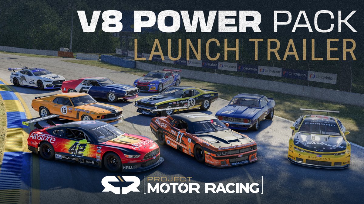 Turn up the volume and #BRINGEARPLUGS The V8 Power Pack brings nine race cars spanning modern Australian touring-cars, current American Motorsport, and the roots of historic road racing. All racing on the iconic Michelin Raceway Road Atlanta. Out now for #ProjectMotorRacing