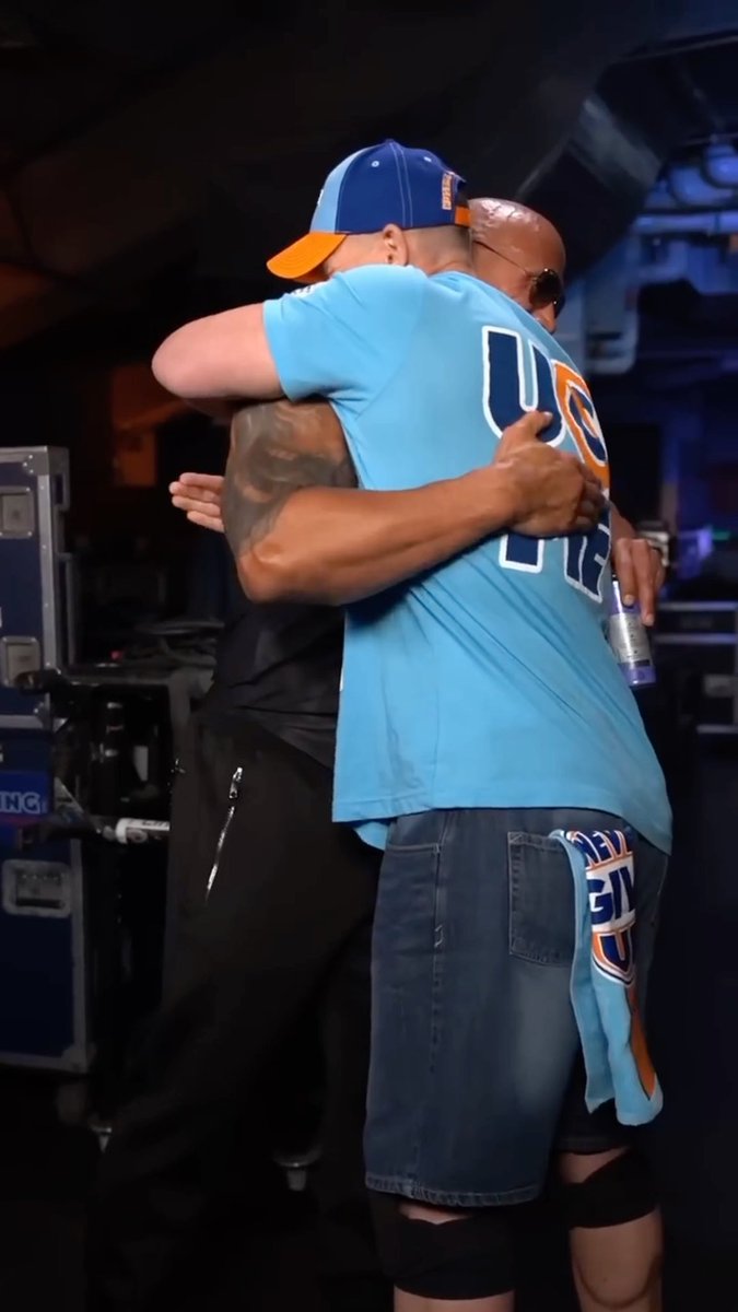 “I see you trying to smile” “I am” “Welcome home” 3 years ago today John Cena and The Rock reunited after their legendary feud. (2023)