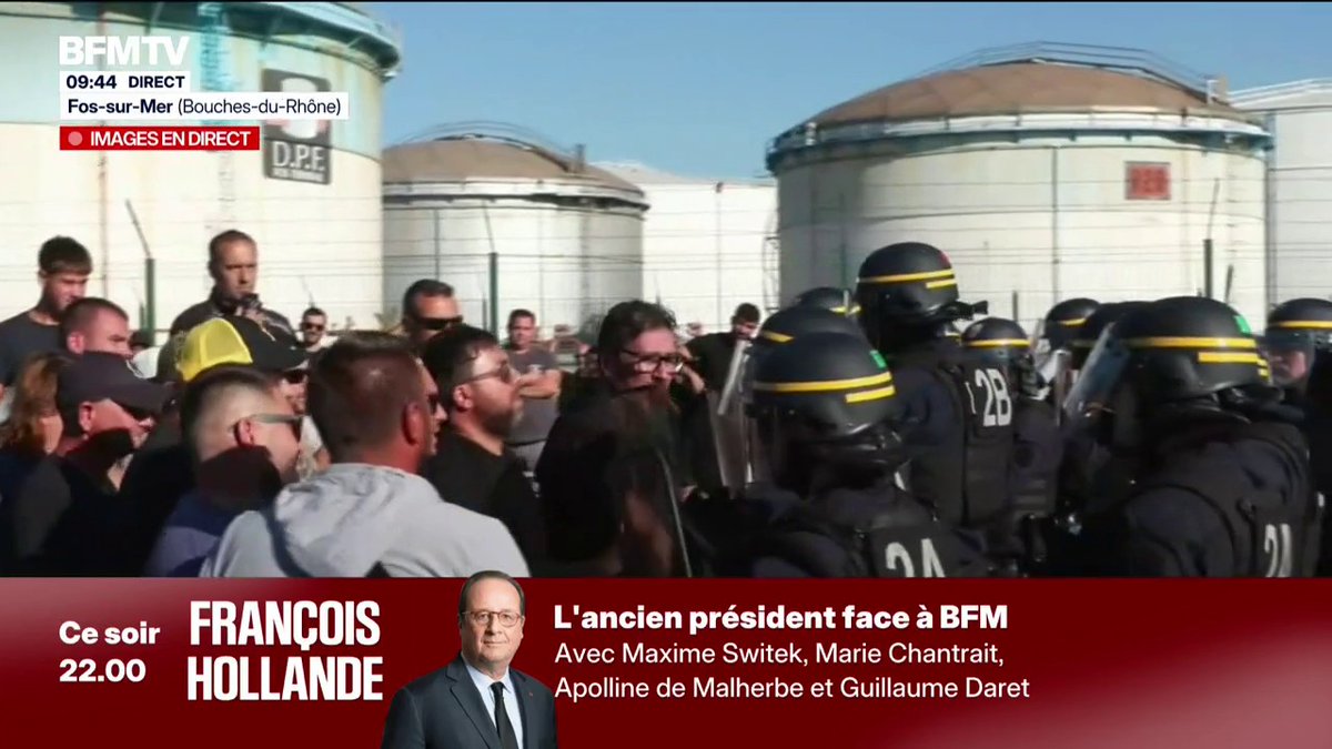 ⚡️🇫🇷FLASH - Des #pêcheurs ont bloqué un dépôt pétrolier de Fos-sur-Mer pour dénoncer la hausse des prix du #carburant et la dégradation de leurs conditions de travail. Le blocage a été levé par les CRS après quelques coups de matraques de de boucliers...