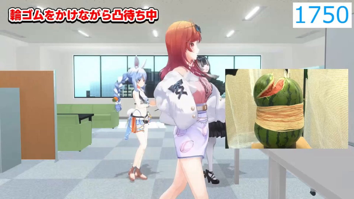 スイカ爆発の瞬間🍉💥 爆笑するぺこーら、 ひっくり返るらでん、 スイカまみれになるりりーか🤣🤣🤣 破裂寸前に衝撃を与えるぺこーら面白過ぎた #ぺこらいぶ #らでん記 #莉々華ミーティング中