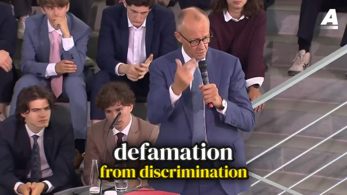🚨🇩🇪 Chancellor Merz admits that he REJECTS FREE SPEECH and MOCKS the American approach: “DON’T come at me with ‘Free Speech’” This comes shortly after President Trump posted the AfD election victory, signaling that he is done with Merz’ failure. Merz: “This is, at best, the libertarian understanding of politics and society that we know from parts of the other side of the Atlantic, which I personally do not share.” The only hope for Germany is the AfD.