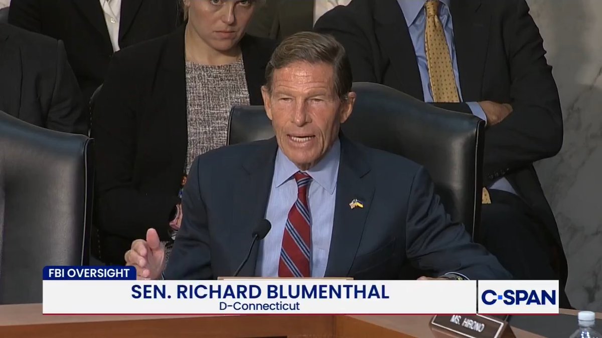 FBI director Patel tells Richard Blumenthal that he is not aware of allegations that Donald Trump Jr.'s Bahama-based wedding was partially bankrolled by a Russian oligarch: "I'm not sure what public report you're referring to."