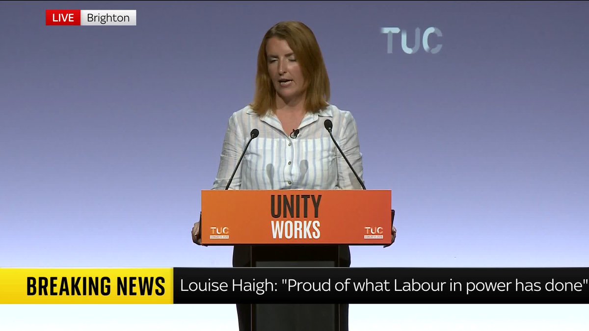 First Secretary of State Louise Haigh says the UK will 'no longer stand by while innocent children are killed in Gaza' in a speech at the Trades Union Congress