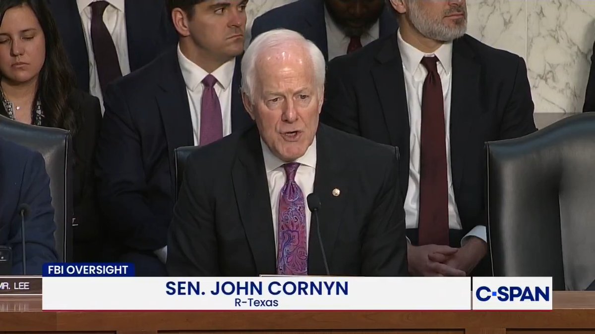 Sen. Senator John Cornyn (R-TX) to FBI Director Patel: "There might be an overwhelming temptation for payback, and I hope that you and Attorney General Todd Blanche continue to resist that."