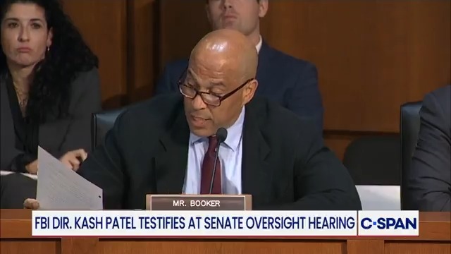Sen. Cory Booker (D-NJ) grills FBI director Patel on investigations into journalists: Booker: "Yet like a thug, you're using your agency to go after reporters."