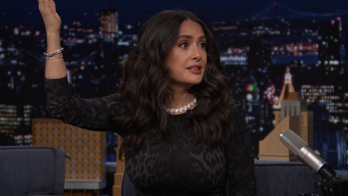 .Salma Hayek is currently filming Grown Ups 3! #FallonTonight