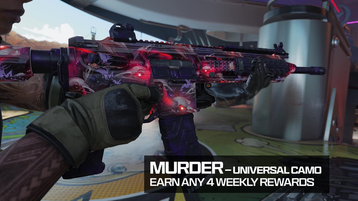 Final week to complete the Season 05 Weekly Challenges and unlock two unique Camos! ⏰ 🐦‍⬛ Murder Universal Camo: Earn any 4 Weekly Rewards 🍈 Nectar Universal Camo: Early all Weekly Rewards