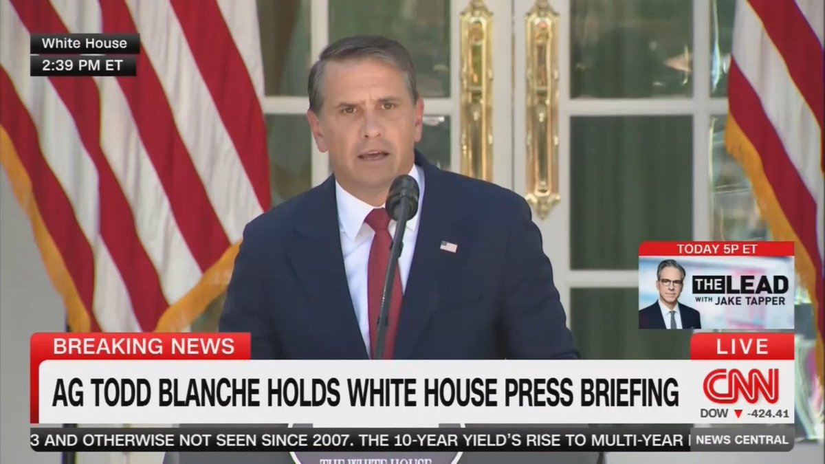 A very flustered Todd Blanche ends his press briefing: Can I just say... No, I'm done with questions. I stayed 10 minutes longer than I was supposed to. I'm very sorry that you're sweating. I'm not really sorry.