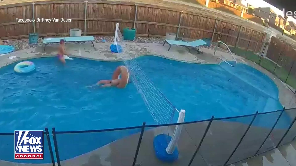 WATCH: A family is thanking God after a car plowed through their fence, narrowly missing their children. Three young children are playing in their own backyard when a speeding Chevy Camaro suddenly comes crashing through the fence, missing them by mere feet. Surveillance video captures the terrifying close call in Fort Worth as the car smashes through the wooden fence, hits a concrete pillar and sends chunks of concrete and large rocks flying toward the family's pool. A 2-year-old girl and her 5-year-old twin brothers somehow escape without being hit. Police say the driver lost control while speeding and was cited for reckless driving.