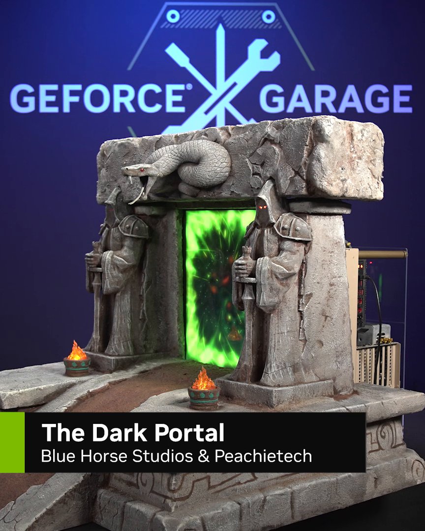 🌀 New GeForce Garage build 🌀 Powered by an AORUS GeForce RTX 5080 MASTER, this World of Warcraft Dark Portal PC build brings the iconic gateway to Azeroth to life. 🤝: Collab by Blue Horse Studios & peachie 🐲