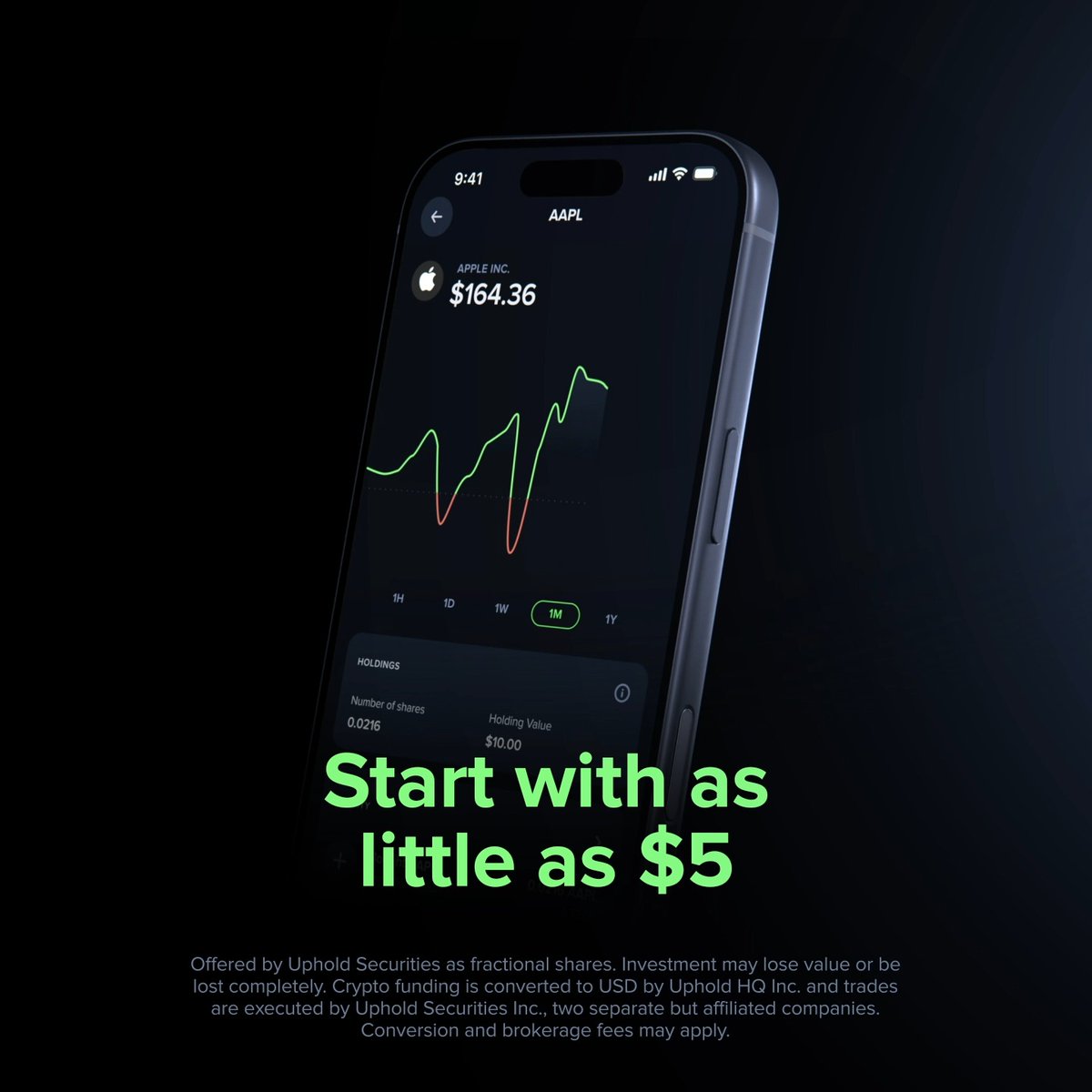 XRP → Apple Tesla → Doge Swap directly between crypto and top U.S. stocks in one step 📲 ▶︎ 4,000+ U.S. stocks & ETFs ▶︎ Get started with as little as $5 ▶︎ 0% commission on cash-to-stock & ETF trades* Build your multi-asset strategy in the Uphold App 📲 Other charges may apply. See Fee Schedule. Offered by Uphold Securities as fractional shares. Investments may lose value or be lost completely.