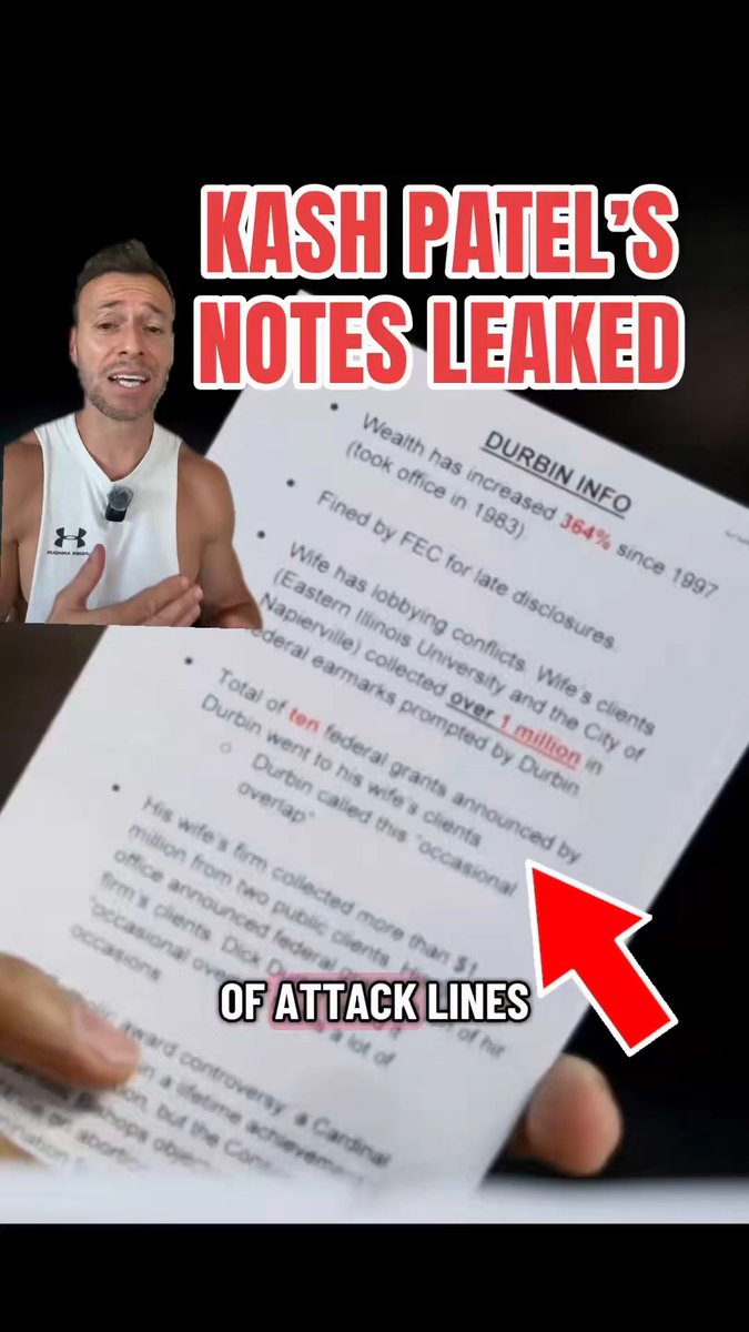 Kash Patel is such a coward. Instead of answering questions about the Epstein files he had cheat sheet notes to attack those asking him the questions. Kash Patel you will pay the price in a few more months.