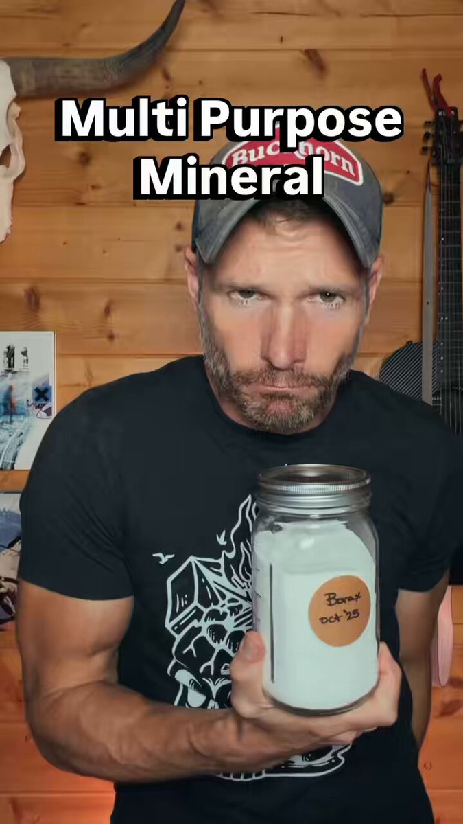 Borax. A mineral salt with indefinite shelf life and a long list of prep uses. Cheap, versatile, and worth stocking deep. What it does: Ant and roach killer. Highly effective. Here's how it works: borax damages the insects' digestive system slowly. It's slow, they carry the contaminated food back to the colony and share it before dying. The whole colony gets wiped out instead of just the visible bugs. Cheaper and more effective than most store bought pest control. Mold prevention spray. Dissolved in water, borax inhibits mold and mildew growth. Perfect for wood, canvas, fabric, and anywhere that gets damp and stays damp. Micronutrient for crops. Small amounts can address boron deficiency in garden soil. Careful though. Too much kills plants. Just the right amount adds needed micronutrients. Alkaline cleaning paste. Combined with baking soda and washing soda, borax creates one of the best homemade heavy duty cleaners. Cuts grease, baked-on food, and grime with real power. Shelf stable laundry formula. Softens water, boosts stain removal, and helps break down oils that regular detergent misses. You know exactly what's in it and it's incredibly effective. Odor stripping soak. For stinky clothes and towels. Removes the bacteria feeding on body oils trapped in fabric fibers. That's where the smell comes from, and this recipe (with washing soda) wipes it out. A few things worth knowing: Store borax sealed and dry. Moisture is its only enemy for storage. Indefinite shelf life when kept dry. Wear gloves in prolonged contact. It's caustic to skin over extended exposure. Don't confuse borax with boric acid. Both are useful but they're different compounds with different applications. Keep away from acids in storage. Neutralizes the compound and wastes both. Borax and many more compounds are covered in depth in the upcoming Prepper's Chemical Survival Guide. Pre-orders open now. 138 recipes, 230 pages, hardcover. Save money and be better prepared for what comes next.
