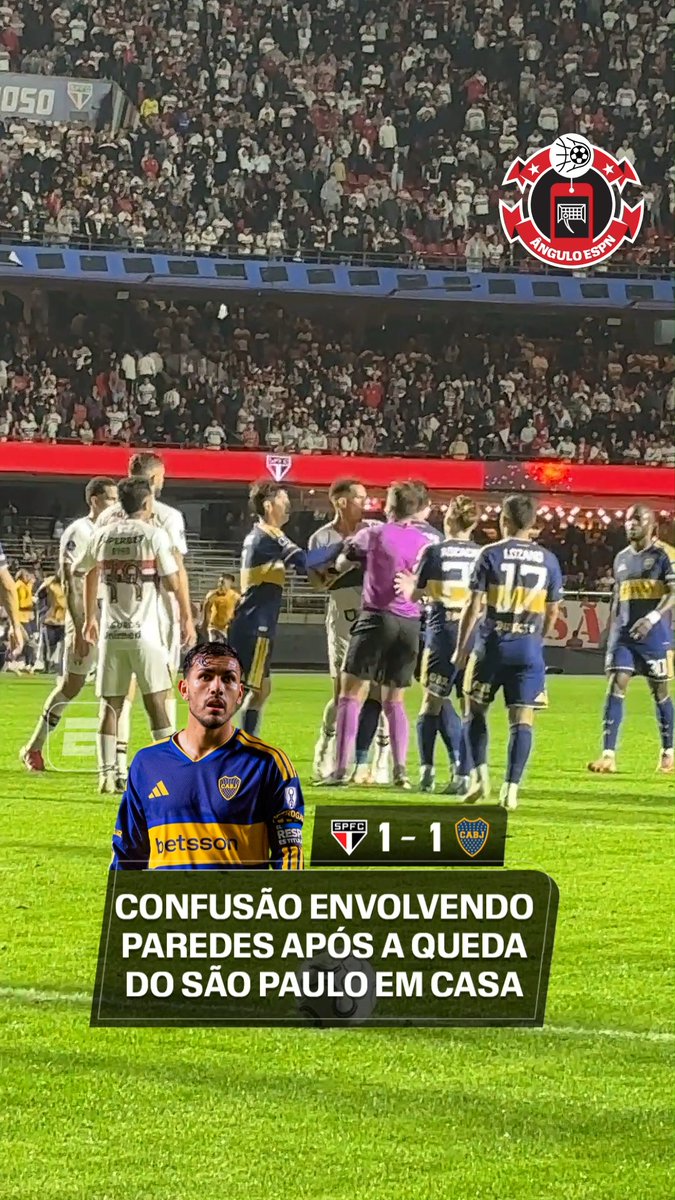 Jogadores do São Paulo foram pra cima de Paredes, do Boca Juniors, após o apito final. 🎥 ESPN Brasil | SportsCenter Brasil