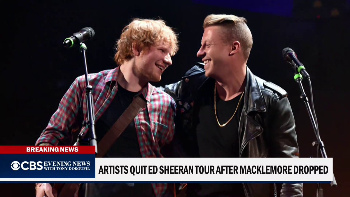The rapper Macklemore was bumped from Ed Sheeran's U.S. concert tour for pro-Palestinian comments that some say crossed a line into prejudice. Now, four additional supporting acts have quit in solidarity and the headliner has addressed the controversy.