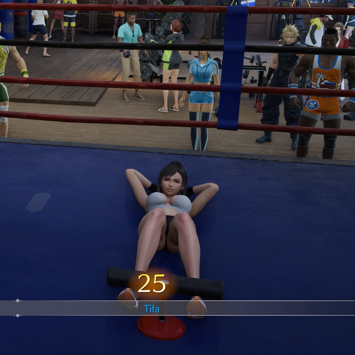 Tifa working up a good sweat