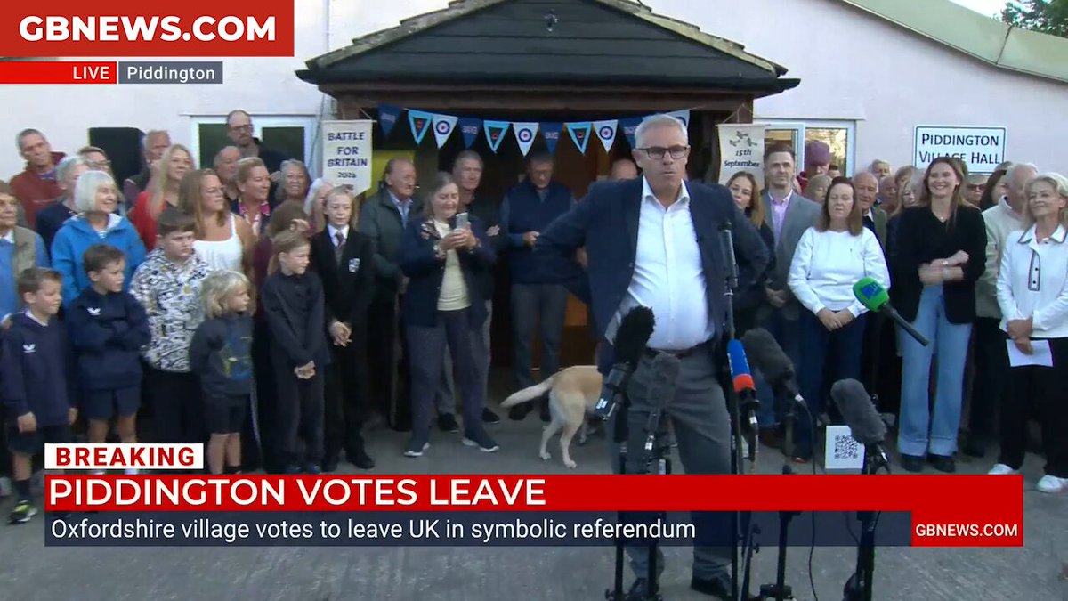 'This is an example of democracy in operation.' Chair of Piddington Parish Council Tim McNally reacts to the village's decision to leave the UK in its symbolic referendum over plans to house migrants nearby.