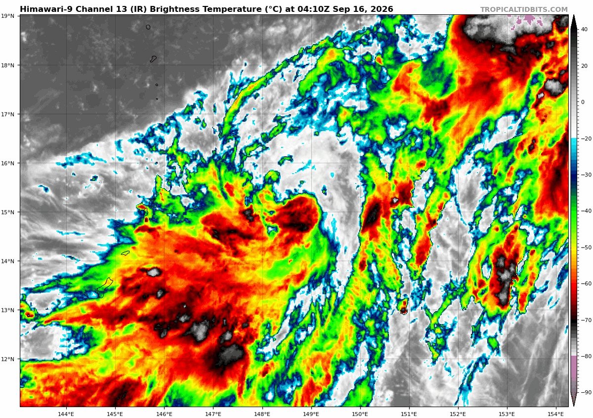 【台風情報・熱帯低気圧】 8月16日15時 やっぱり、乾燥空気のエントレインメントによって発達できてないよねぇ そして高気圧の張り出しも弱まり進路はさらに東へ向かう予想へ このままいけば東へそれてくれるかもしれない