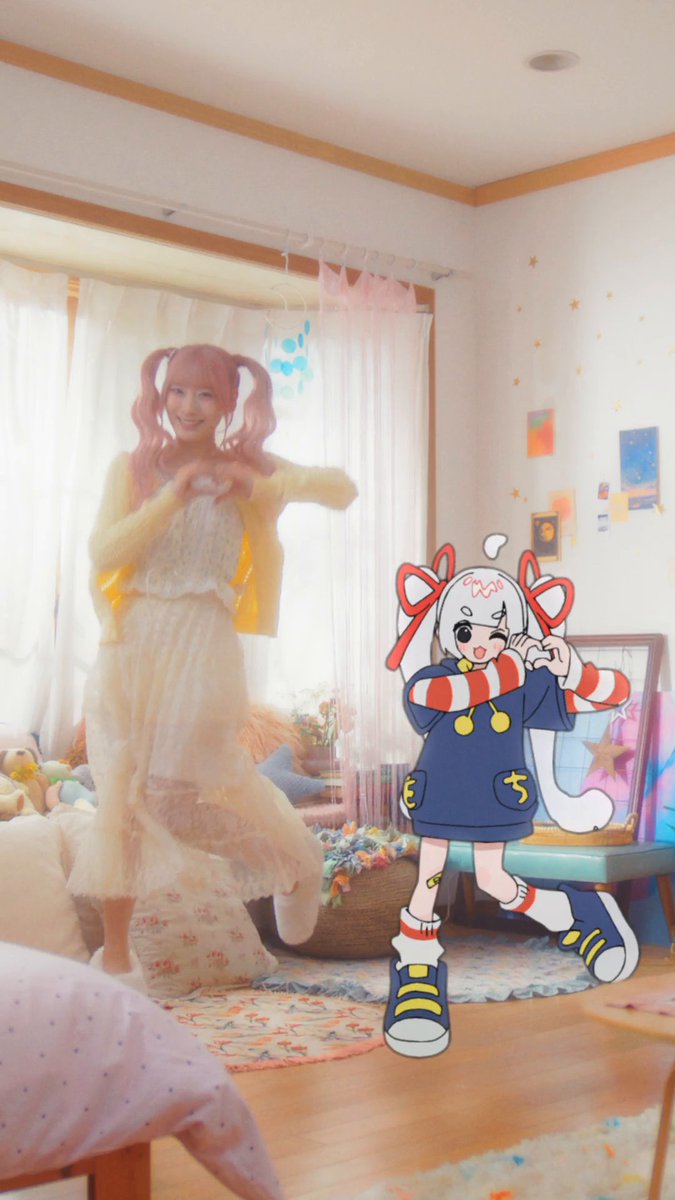 月見パイもち子と、その声を担当する齋藤樹愛羅さんで、ちゅきミーダンス♪ #齋藤樹愛羅 #月見スイーツ