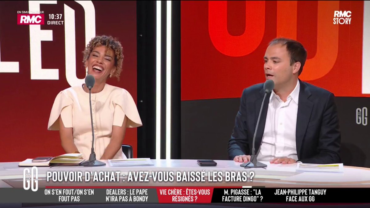 💥 Ça clash dans les GG ! 🗣️ Charles Consigny : "Tu fais 2 h de cours par semaine. Les profs, c'est même pas 35h. Arrête tes conn*ries !" 🗣️ Fatima Aït Bounoua : "Tu fréquentes trop de riches. À force de dîner avec des gens qui ne foutent rien, tu crois que toute la France ne fout rien." 🗣️ Charles Consigny : "Arrête ! T'es dans ton canap à 15 h en corrigeant des copies." #GGRMC