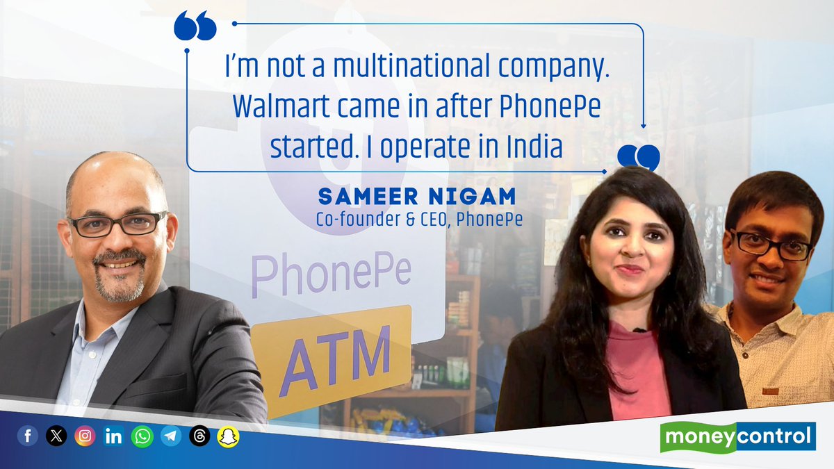 #MCExclusive | 📱 “I’m not a multinational company. Walmart came in after PhonePe started. I operate in India.” PhonePe Founder & CEO Sameer Nigam on UPI MDR, saying India has its own challenges to work out and that “non-serious actors” are making “ridiculous statements” around the issue. Nigam says MDR will benefit other players including FamPay, Navi and Paytm, and stresses that businesses building the industry need to be sustainable. “I have to earn money to burn it.” Watch the exclusive conversation with Chandra R. Srikanth and ANAND J here 👇🏼 #PhonePe #UPI #MDR