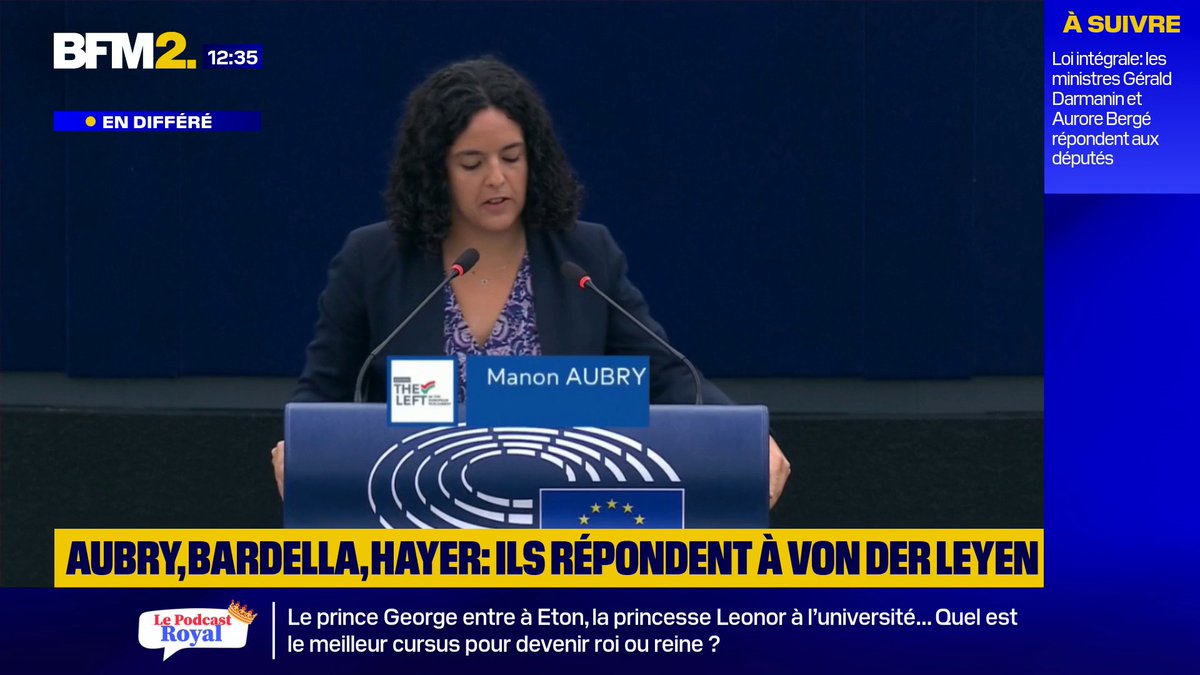 "Faire du Canada, un membre associé : qui vous a donné un mandat démocratique pour cela ?", lance Manon Aubry à Ursula von der Leyen #BFM2