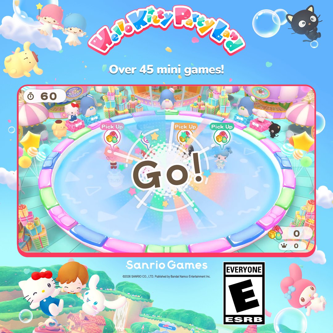 It's icy!🧊 There's presents! ⛸️ It's Tuxedosam's Slippery Gift Grab! 🎁 #HelloKittyPartyLand Hello Kitty Party Land glides in on October 29, 2026!
