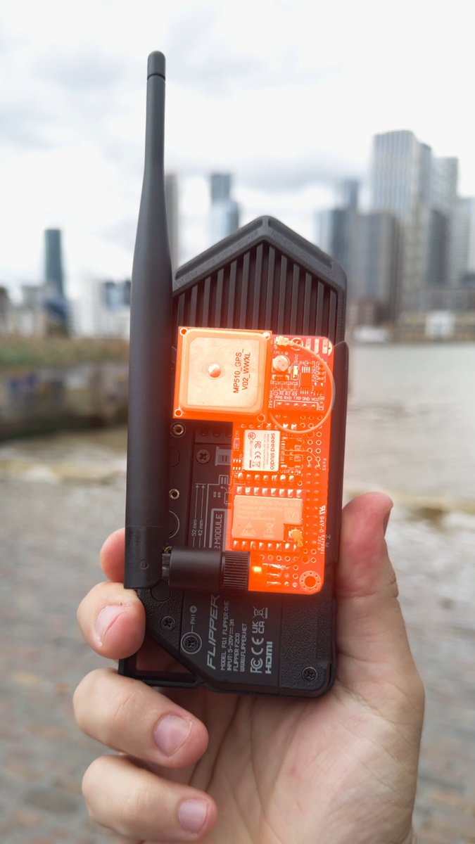 📡 LoRa (MeshCore) module for Flipper One — an off-grid radio messenger The video shows Flipper One sending a public message that's relayed by repeater nodes, reaching users over a long distance. The MeshCore network is built on LoRa technology (868 MHz in the UK) and uses repeaters maintained by radio enthusiasts to extend its coverage. In our London tests, messages traveled more than 150 km and reached hundreds of clients. The network operates independently of the internet, requires no radio transmission licence, and is free to use. A good option for keeping text messaging available when the internet goes down. Our LoRa module prototype is based on the Semtech SX1262 LoRa transceiver and u-blox NEO-6M GNSS receiver. The module can optionally broadcast your location, which is useful for coordinating outdoor activities. It's hardware-compatible with both MeshCore and Meshtastic mesh networks.