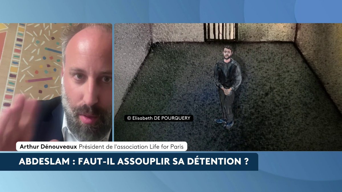 🔴 🗣️ Faut-il assouplir les conditions de détention de Salah Abdeslam ? Arthur Dénouveaux, président de Life for Paris, plaide pour qu'il "la vive dignement". "C'est la grandeur de notre République face à la barbarie de ces gens-là." 📺 Alexandra Uzan 📺 #LeScanInfo #canal16