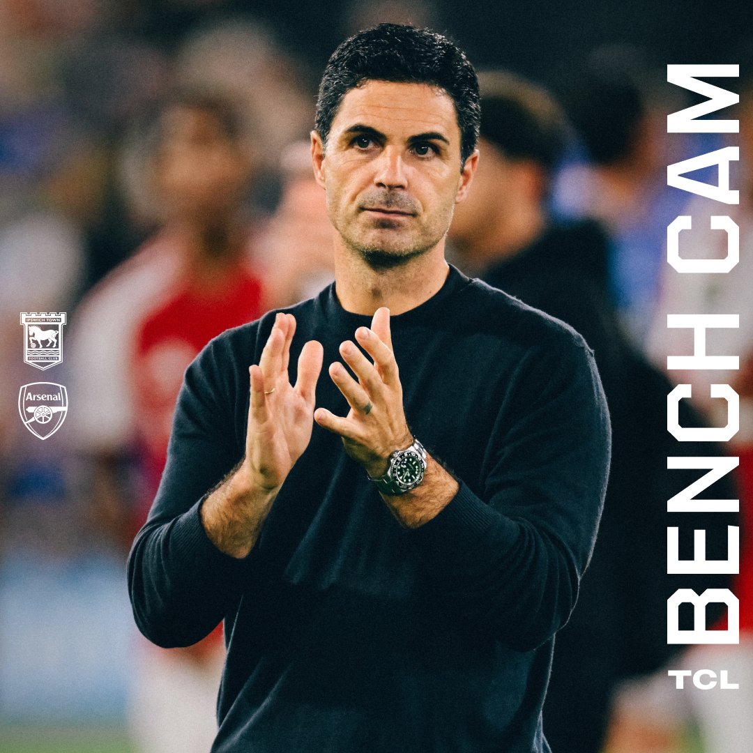 Liking what he sees 👊 Our Ipswich (A) Bench Cam is live, Gooners 🎬 🤝 TCL Electronics