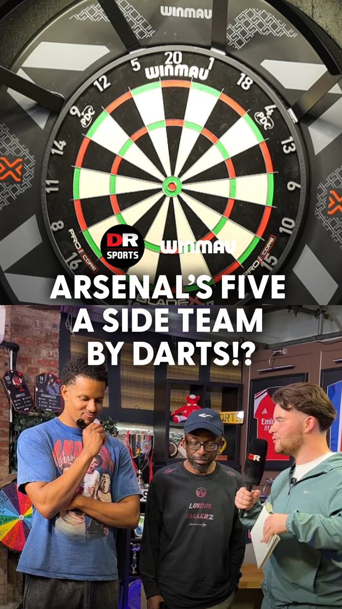 Ty and Cecil battling darts to build Arsenal’s BEST five a side team! 🎯 Winmau is the Force Behind Darts. Check out the @winmau gear we’re playing with, and more 👉 #DROriginals
