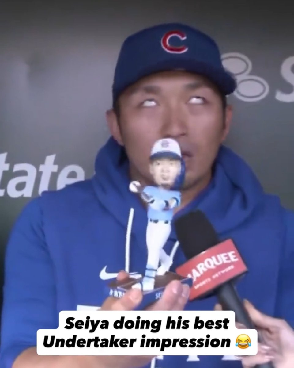 Safe to say Seiya Suzuki likes his bobblehead 😭 (via Marquee Sports Network)