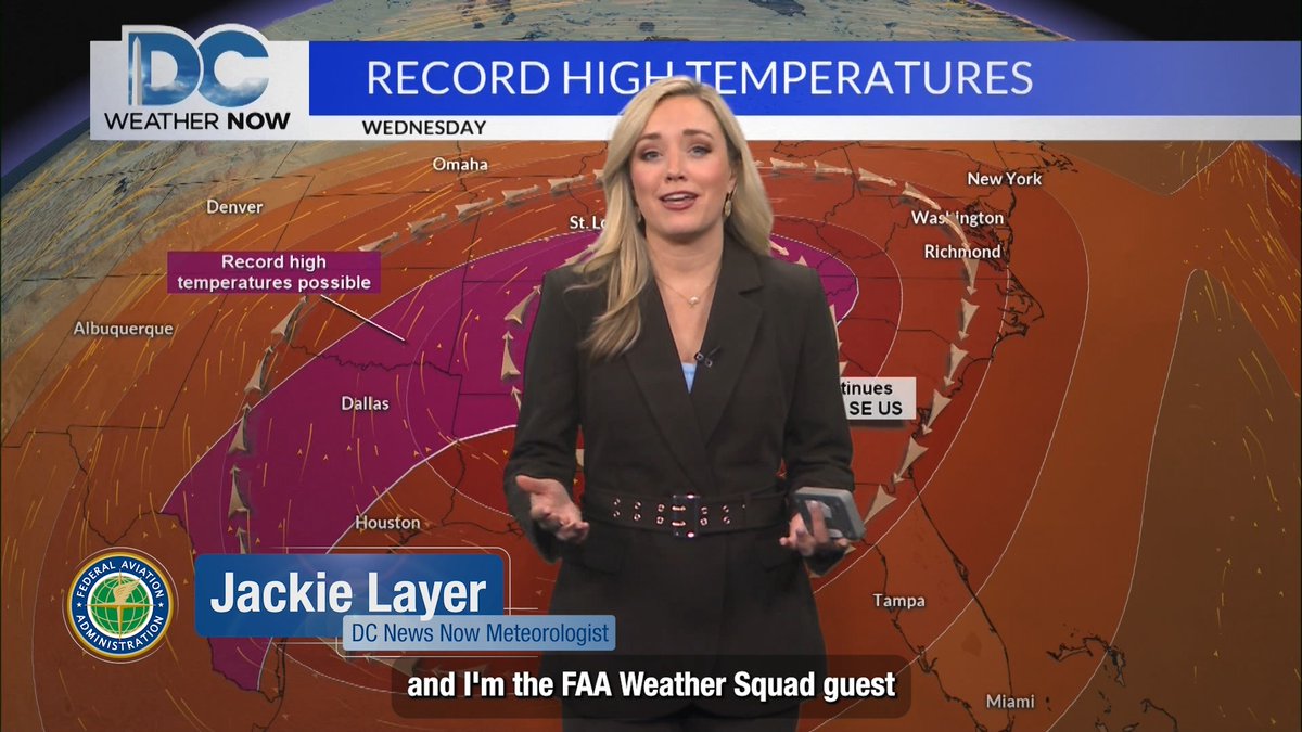 #FAAWeatherSquad guest DC News Now chief meteorologist Jackie Layer has your forecast! Challenging weather can result in delays and cancellations because safety comes first. Check your flight status with your airline and real-time airport updates at