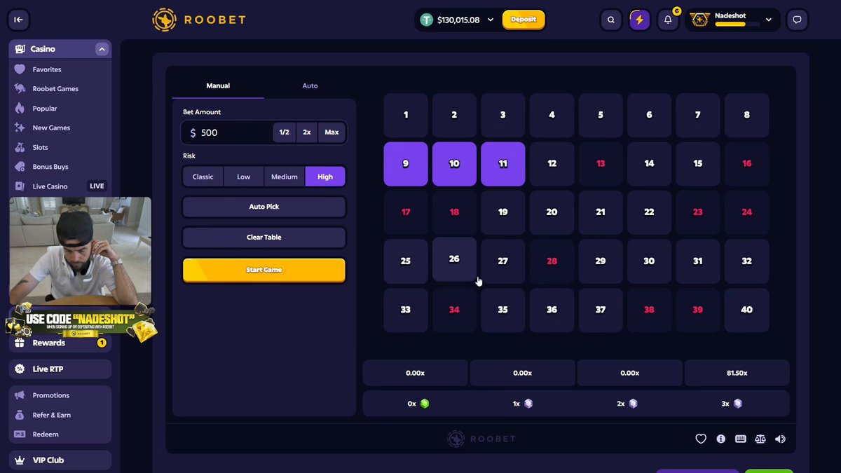 Nadeshot had to calm himself down after winning $40,000 on Roobet 🤯
