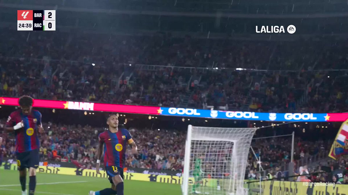 An epic celebration in the rain, the signature celebration with Lamine, and a web shot straight at the camera 🕸️ #LaLigaHighlights