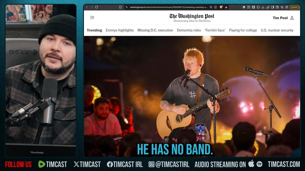 Everyone QUIT Ed Sheeran's tour over the removal of Macklemore. Macklemore swears his criticisms of Israel is not criticism of Jews. Yet, Macklemore did a performance where he put on a big fake nose & beard & threw up a Nazi salute. Must've been an accident.