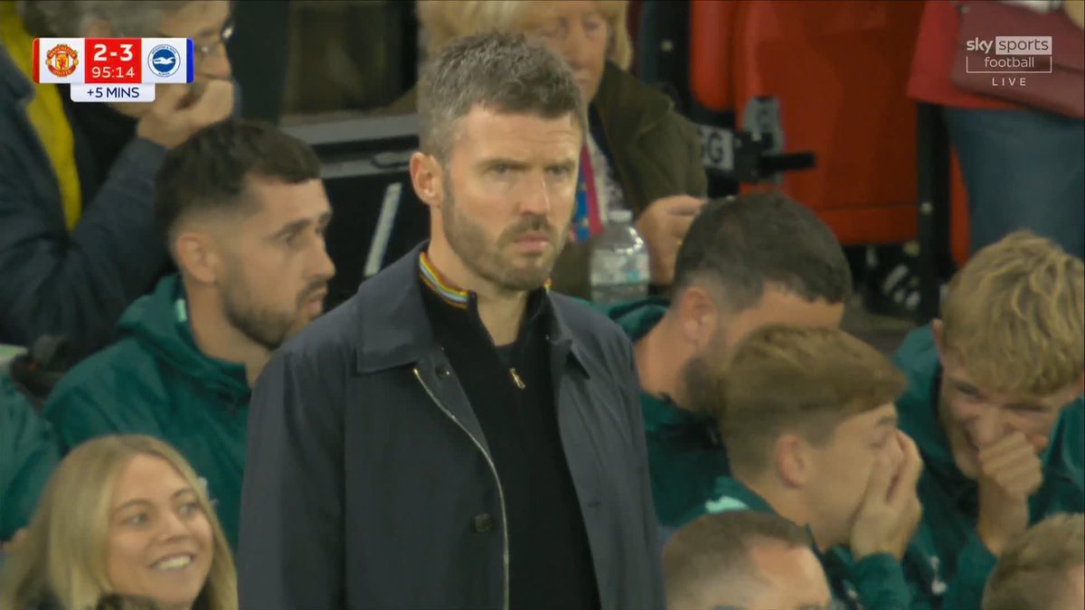 "Huge game on Sunday, pressure on Michael Carrick is palpable" Brighton celebrate as they come from 2-0 down to win 3-2 against Manchester Utd at with boos ringing out from the home supporters