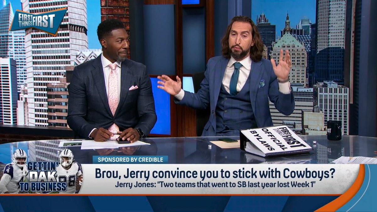 .Wildes: “Did he convince you?” Chris Broussard: “To do what? Wildes: “Stay with the Cowboys.” Brou: “I’m sticking with my pick…because one, pick integrity, and two, Nick would just tease me to no end if I bailed after Week 1.” 😅😭
