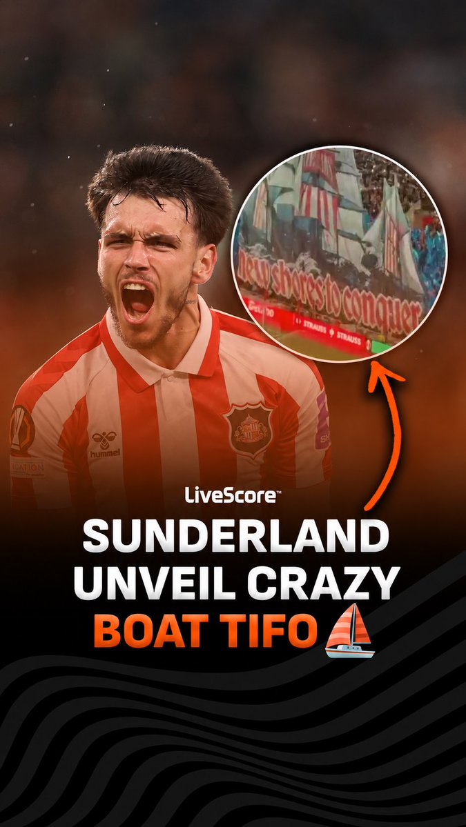Sunderland fans showed off a boat tifo before their 1-0 Europa League win over AZ Alkmaar ⛵️😮‍💨 What do you think of the design? Per Craig Hope