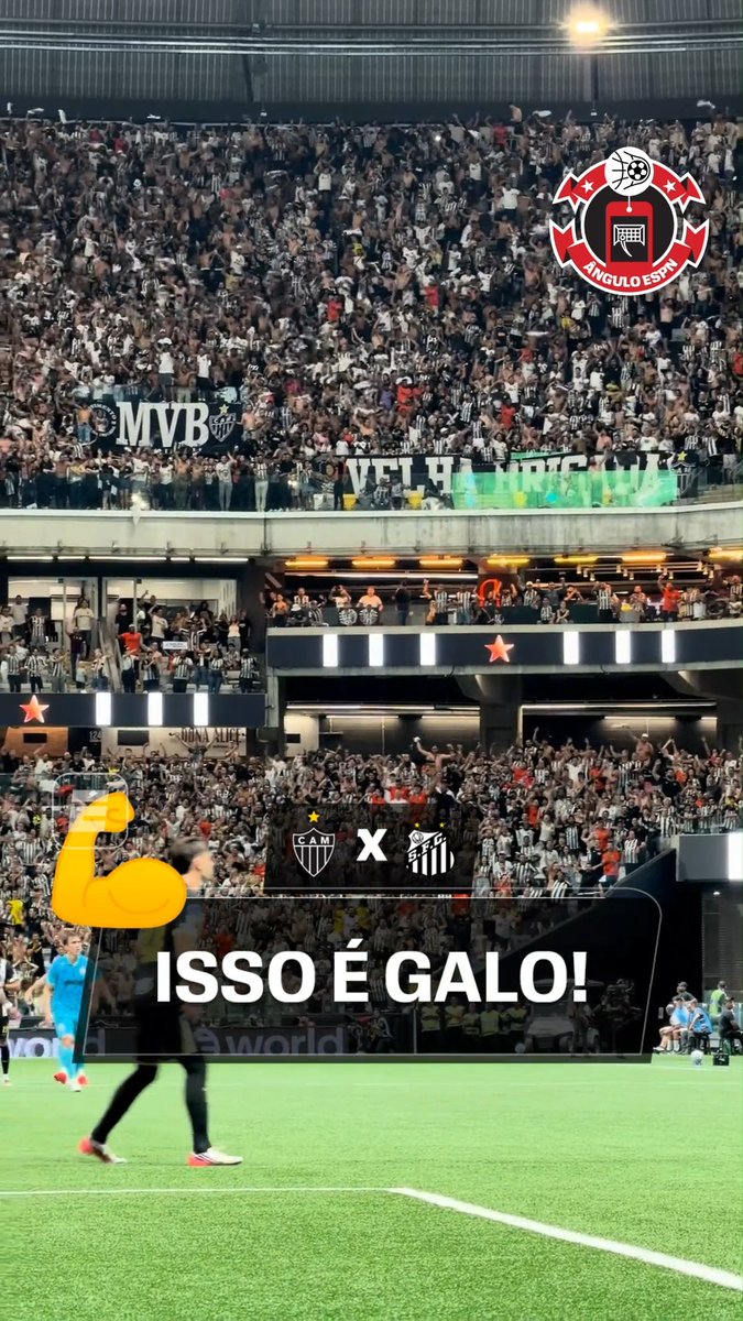 A torcida do Atlético-MG dá uma verdadeira AULA de arquibancada na Arena MRV. Isso é Galo! 💪🐓 Acompanhe Atlético-MG x Santos agora, AO VIVO, na ESPN pelo Plano Premium do #DisneyPlus #SulAmericanaNaESPN #AtléticoMG #Santos #CONMEBOLSulAmericana