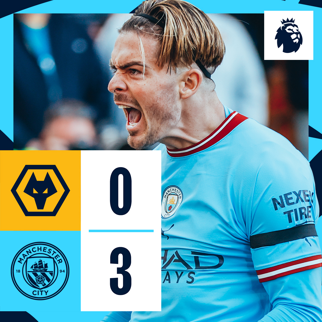 #OnThisDay: Wolves 0-3 #ManCity [2022] ⚽️ [1'] Jack Grealish ⚽️ [16'] @erling ⚽️ [69'] Phil Foden
