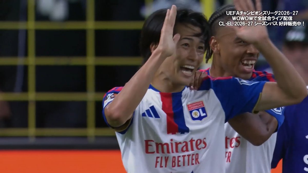 ／ リヨン中村敬斗、加入後初先発でEL初ゴール💥💥 “らしさ”全開カットインから右足一閃🔥 ＼ 左ウィングとして積極的な守備も披露⚡️ #UEL 2026-27 MD1 🇧🇪アンデルレヒト vs 🇫🇷リヨン 🔽WOWOWオンデマンドで他試合無料ハイライトやフルマッチアーカイブ配信中 #WOWOWでEL