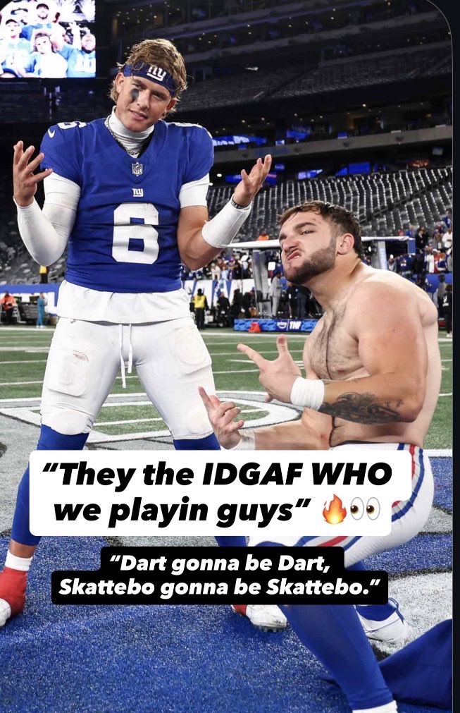 Dart gonna be Dart 😂 Skattebo gonna be Skattebo. #nfl #newyorkgiants #giants #jaxsondart #skattebo