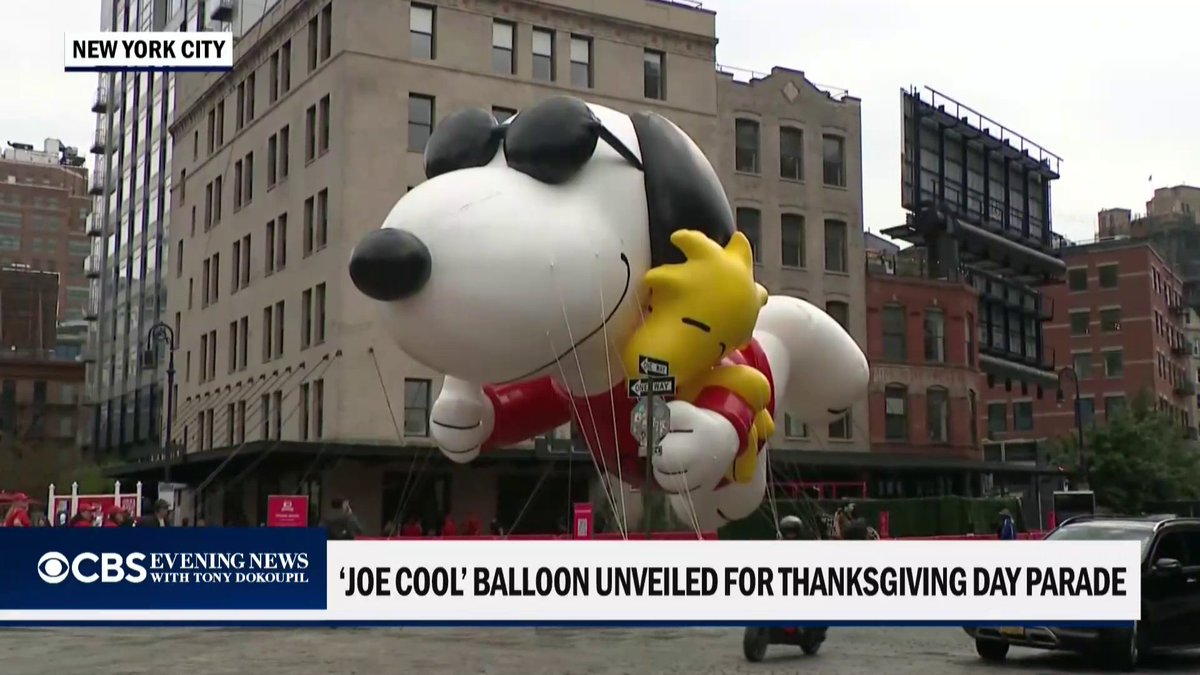 Joe Cool, Snoopy’s laid-back campus alter ego, is heading to the Macy’s Thanksgiving Day Parade. The balloon will fly high along with Woodstock during the 100th parade.