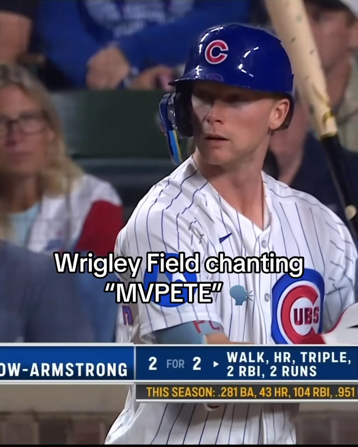 Wrigley Field chanting "MVPETE" 🗣️ TWO HOMERS TONIGHT. PCA'S DREAM SEASON CONTINUES 🤯